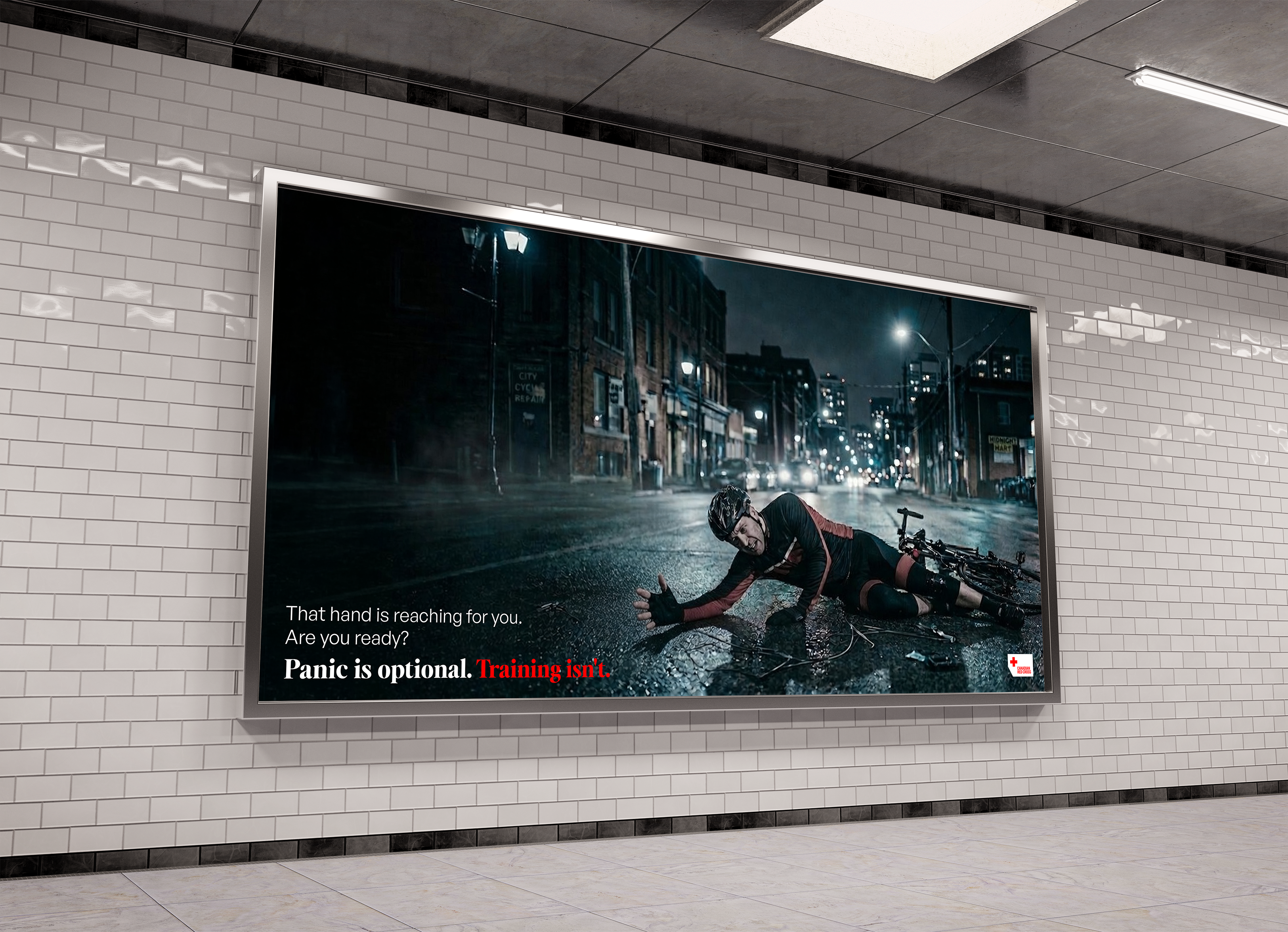 Canadian Red Cross – OOH Subway Billboard: That hand is reaching for you.